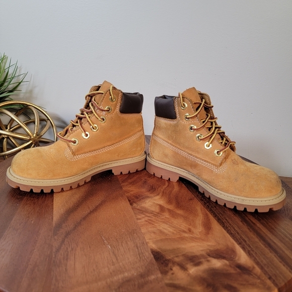 Timberland Tan Leather Boots lace up work boots Kids Size 11.5 - Picture 10 of 16